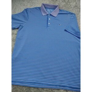 Vineyard Vines Polo Shirt Men's Large Blue Striped Stretch Short Sleeve Pullover